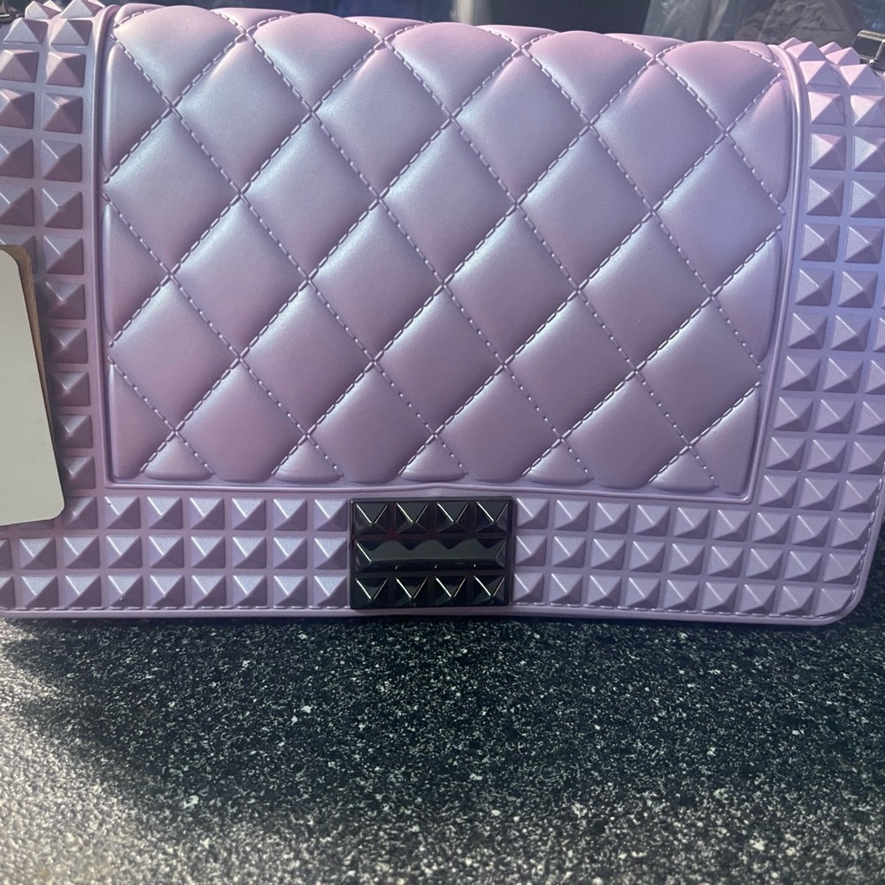 Lavender quilted purse with studs